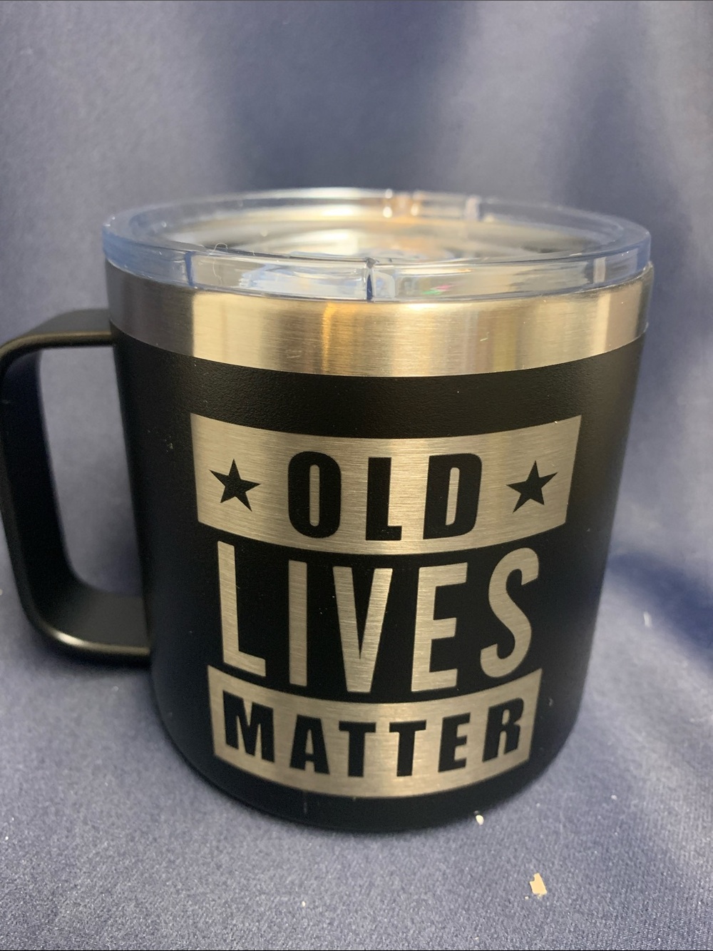 Old Lives Matter Black Stainless Steel Travel Mug with Lid